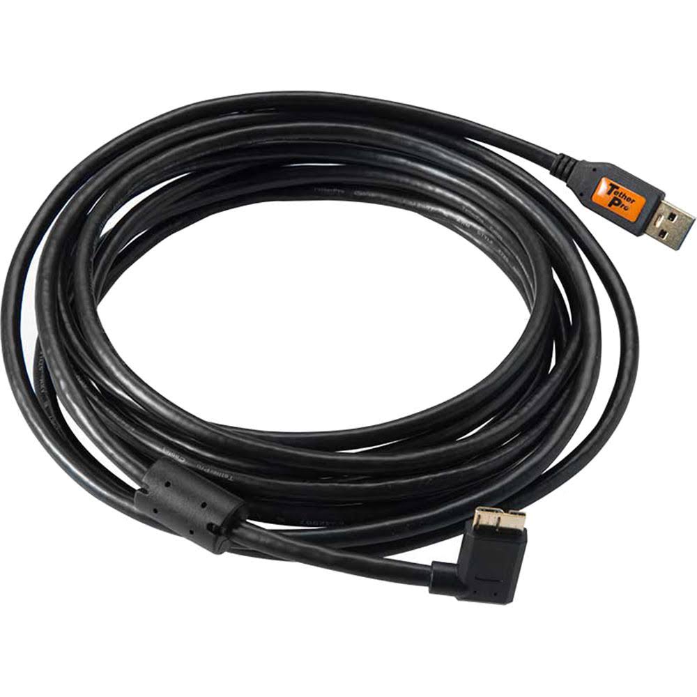 15' USB 3.0 A Male to Micro-USB Right-Angle Cable Black T8073