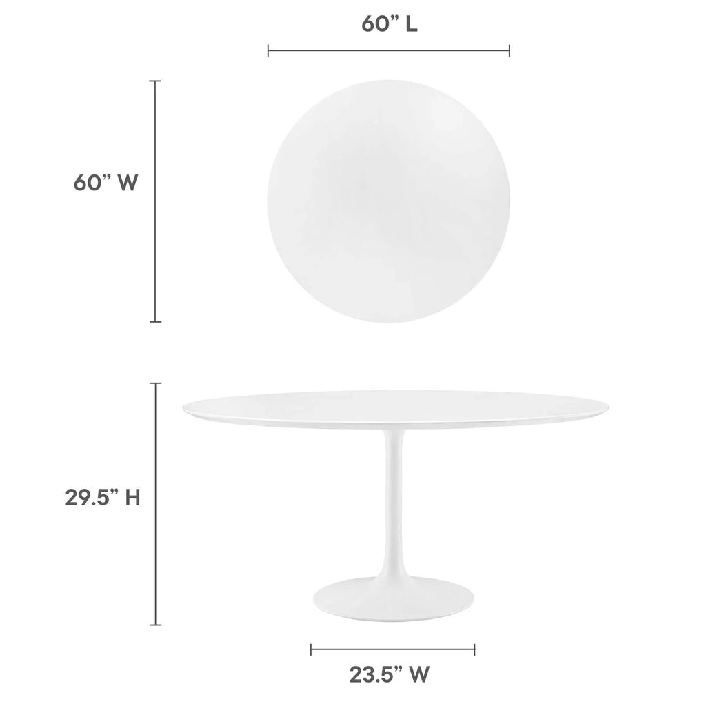 60" Round Wood Top Dining Table in White Q24171