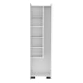 White Double-Door Broom Cabinet with Inner Shelves and Side Hangers M3099