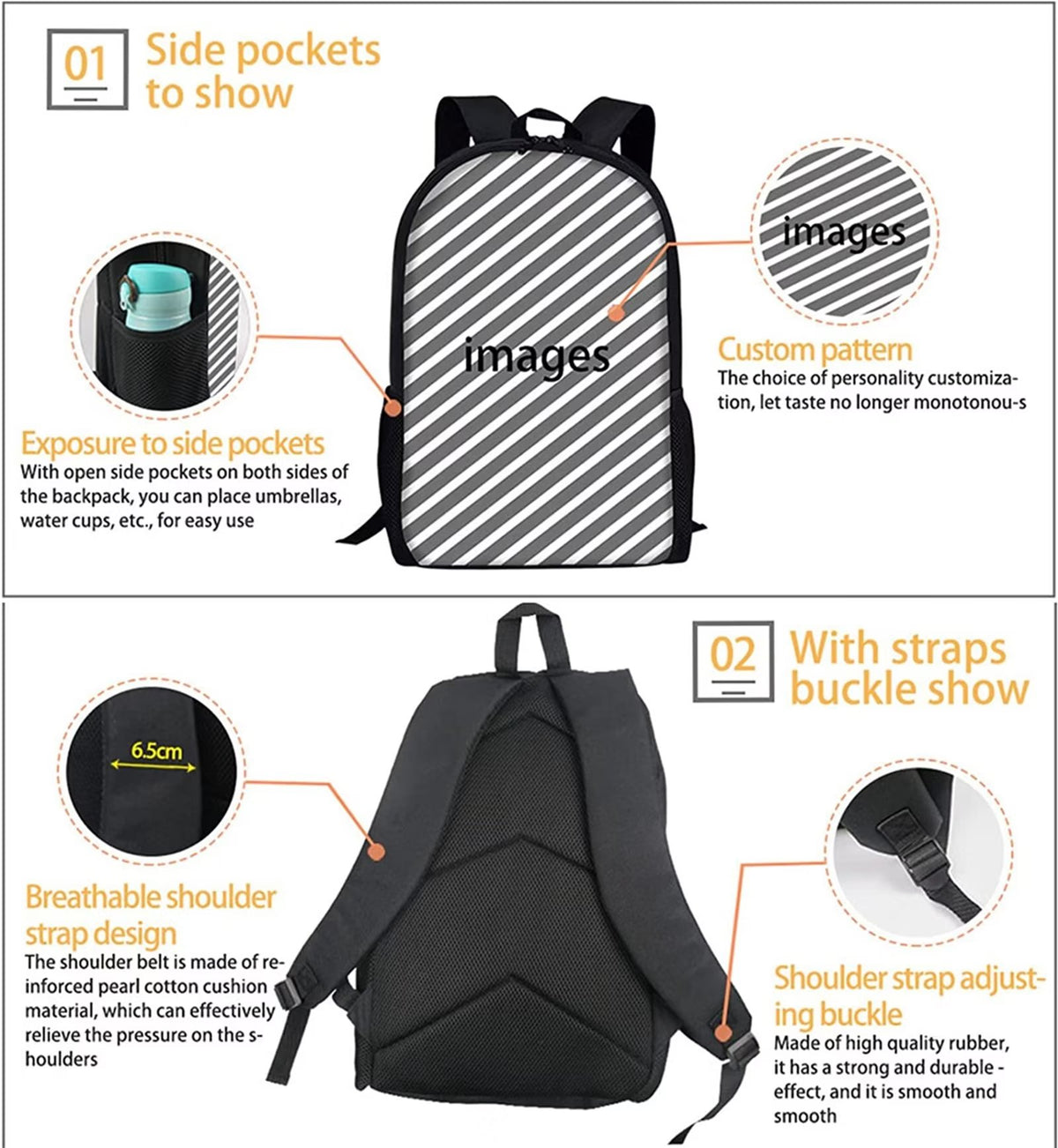 Panda Backpack Set with Lunch Bag and Pencil Case, 3-Pieces I220