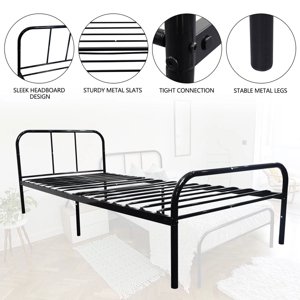 Twin XL Black Metal Bed Frame with Headboard and Footboard G134079