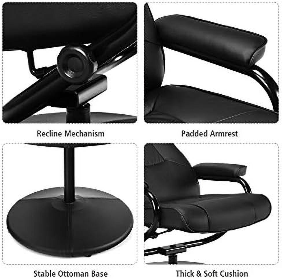 Black PU Leather Swivel Recliner Chair with Ottoman E878
