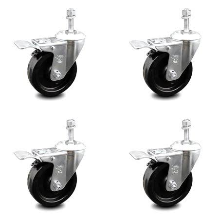 4 inch Phenolic Swivel Caster Set with Total Lock Brake A720921