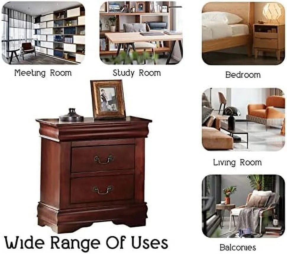 Small Wooden Nightstand with 2 Drawers P661