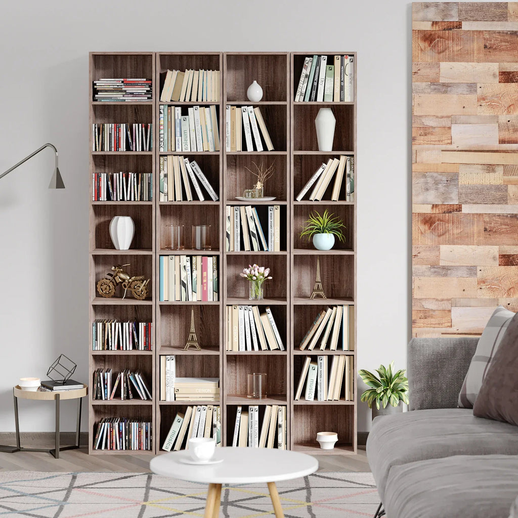 Dark Oak 8 Shelves Narrow Bookcase J59266