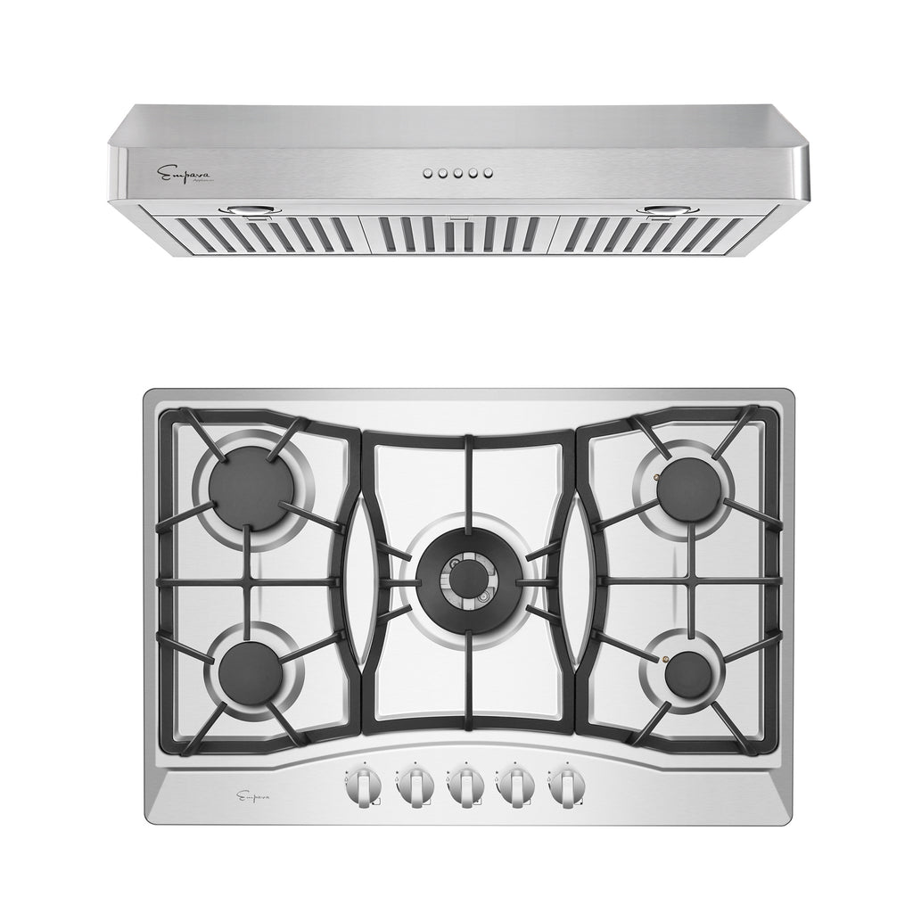 2 Piece Kitchen Appliances Package with 30" Gas Cooktop and 36" Under Cabinet Range Hood U319903