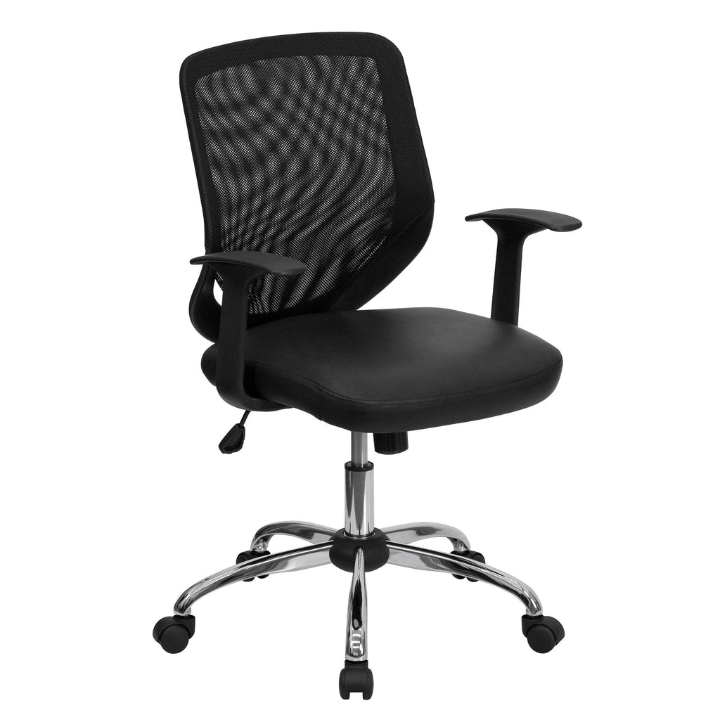 Black and Metallic Gray Contemporary Executive Swivel Office Chair C1592