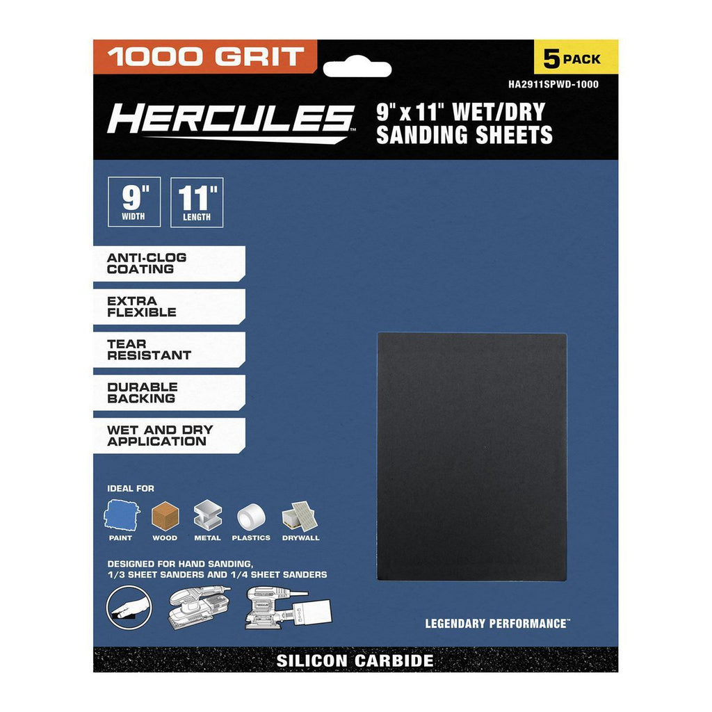 9 in. x 11 in. 1000-Grit Wet/Dry Sanding Sheets Silicon Carbide 5-Pack I535