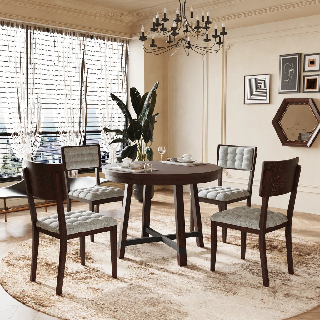 Rustic Wood 5 Piece Dining Table Set Q831