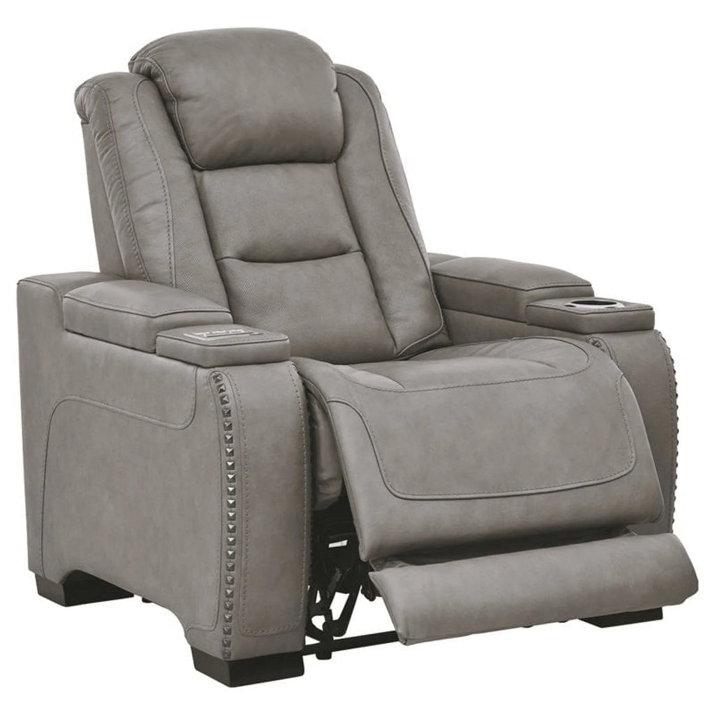 Gray Leather Power Recliner A146