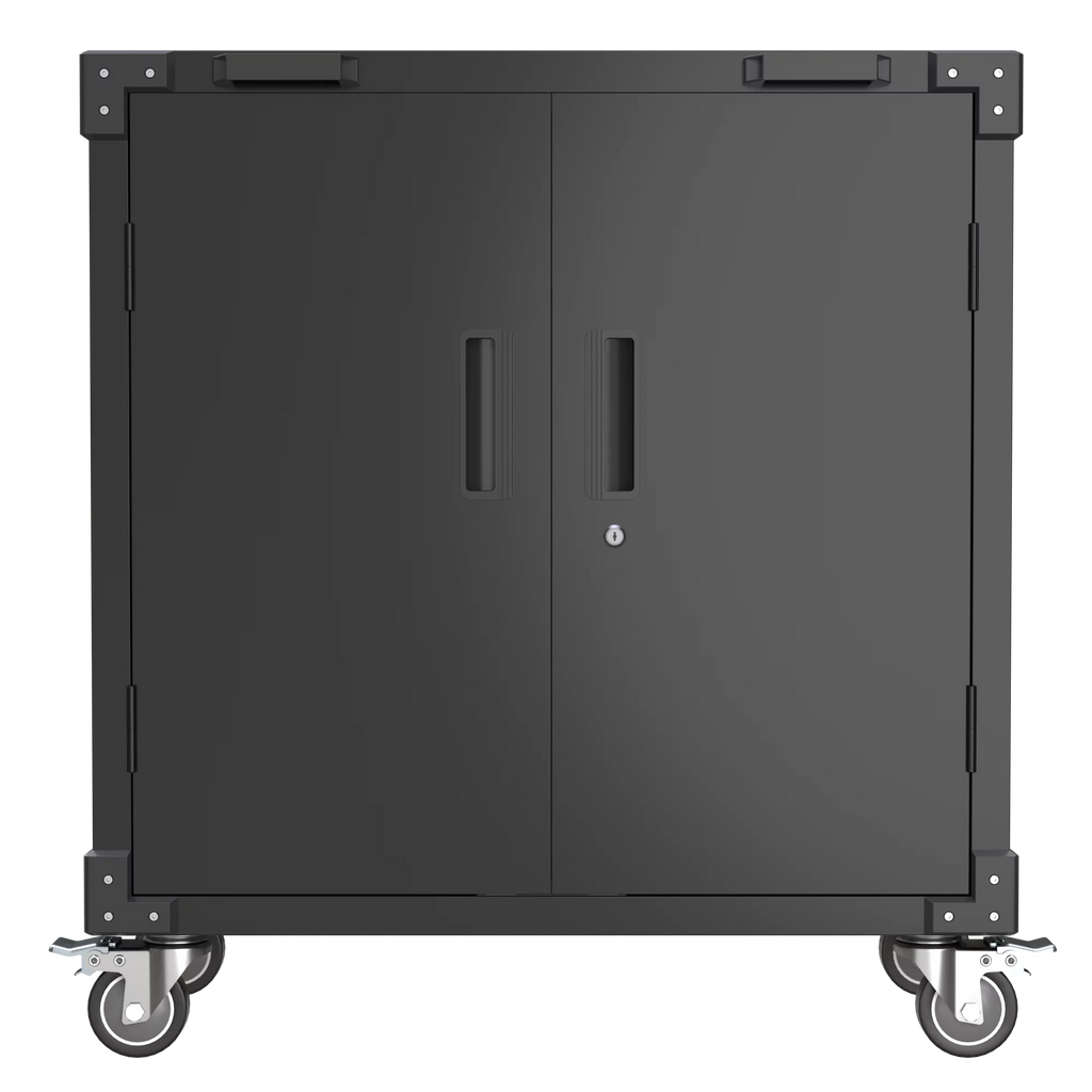 Lockable Steel Storage Cabinet with Adjustable Shelves and Wheels, Black D821230