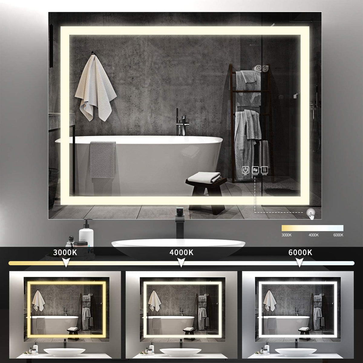 LED Lighted Bathroom Mirror I749