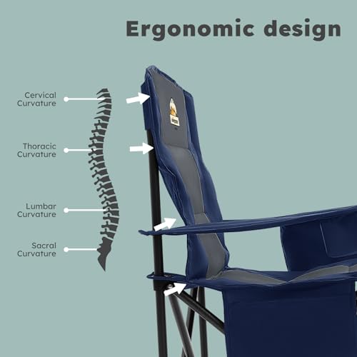Oversized 2 Pack Heavy Duty Folding Camp Chair with Carry Bag, Cooler, Cup Holder Black V145835