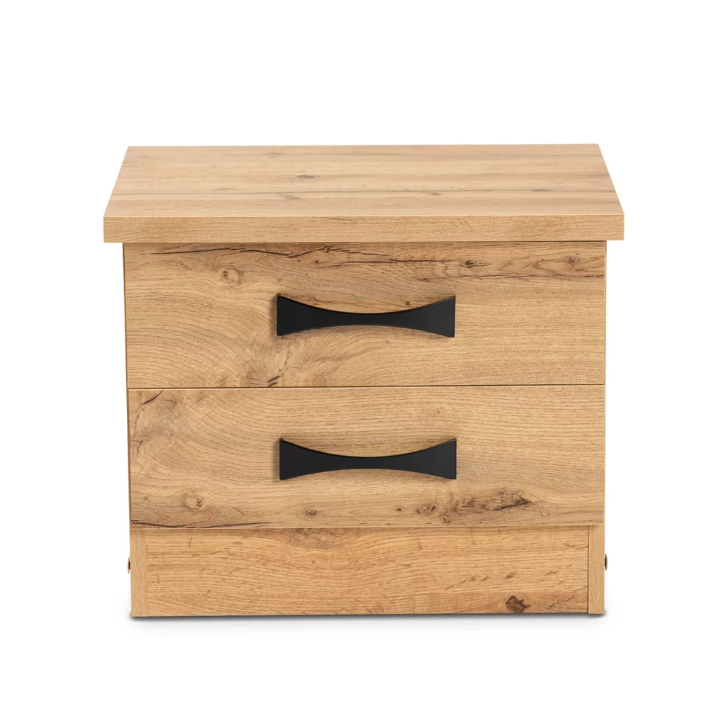 Oak Brown Wood 2-Drawer Nightstand C27993