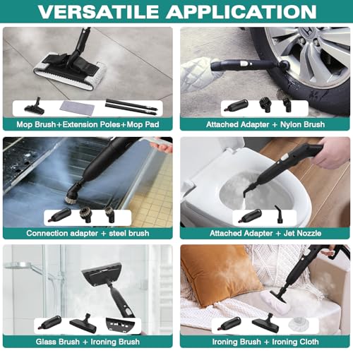Heavy Duty Canister Steam Cleaner with 23 Accessories, White S463