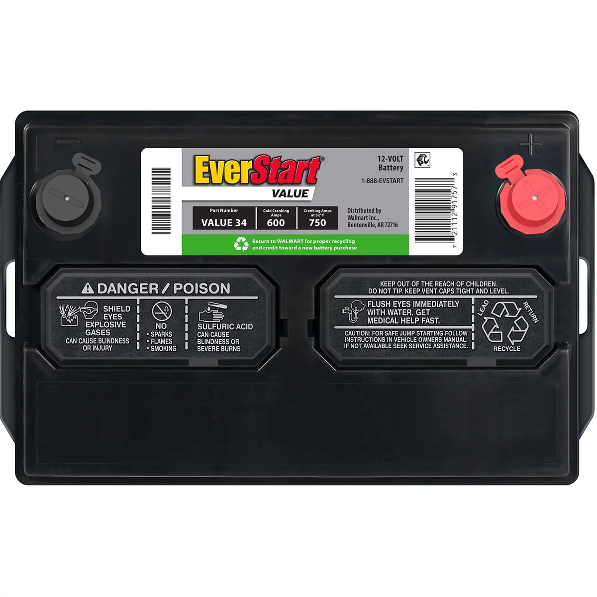 Lead Acid Automotive Battery Group Size 34 12 Volt 600 CCA J397
