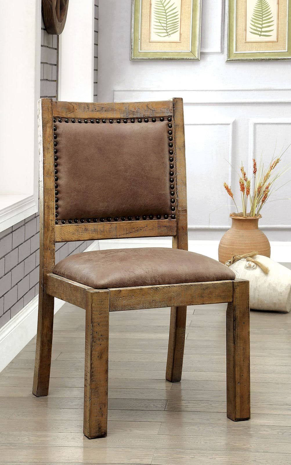 Rustic Pine Side Chair Set of 2 D273828