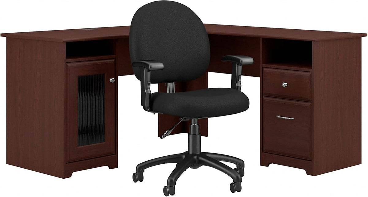 60W L Desk with Chair, Heather Gray O552