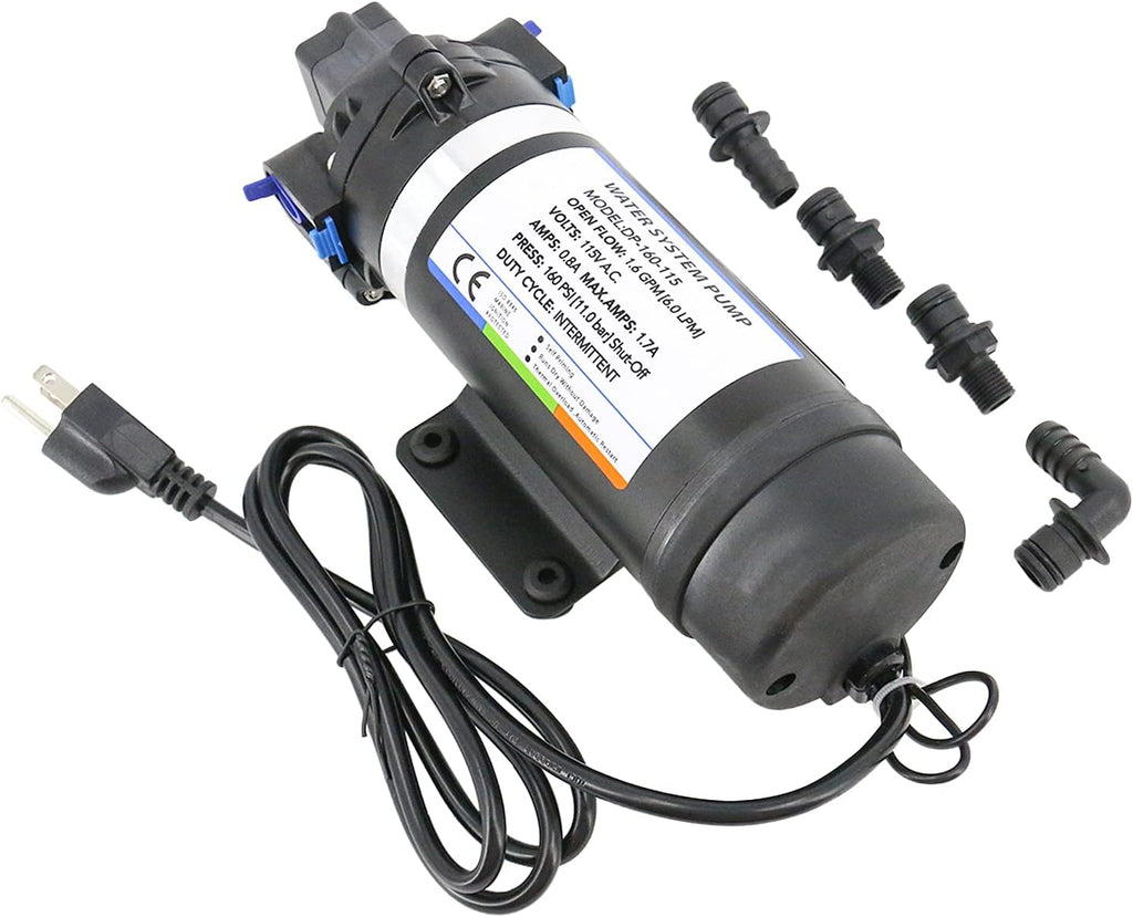 AC 110V Self Priming Water Pressure Pump, 160 PSI, Diaphragm Pump L9665
