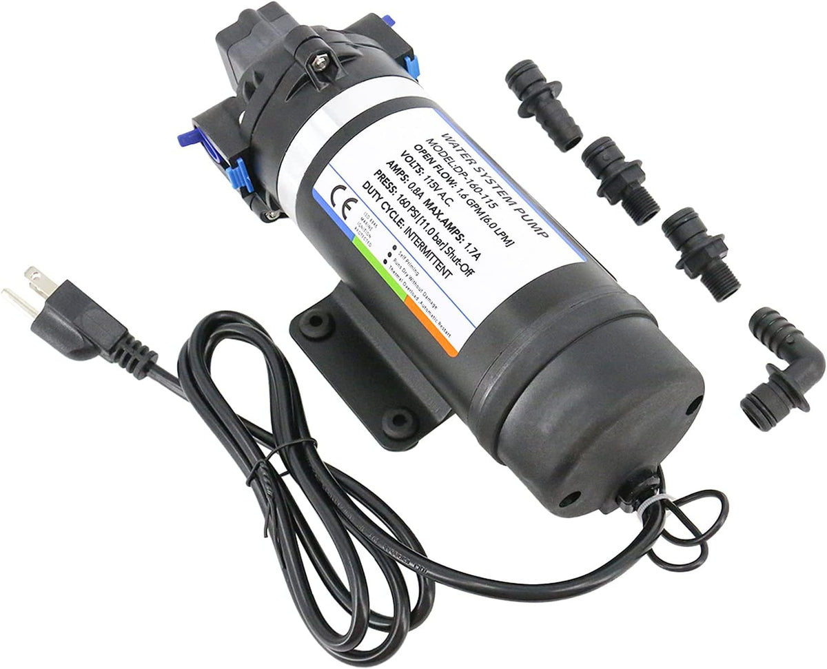 AC 110V Self Priming Water Pressure Pump, 160 PSI, Diaphragm Pump L9665