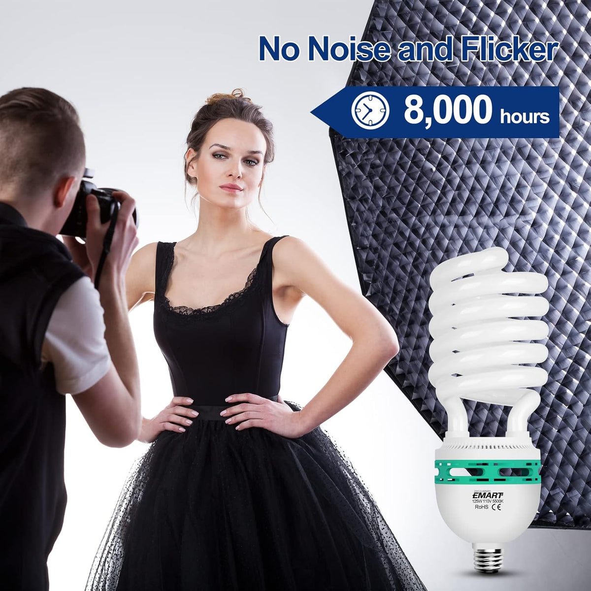 105 Watt Full Spectrum Photography Light Bulb 5500K CFL Daylight Balanced 4 Pack Y86028