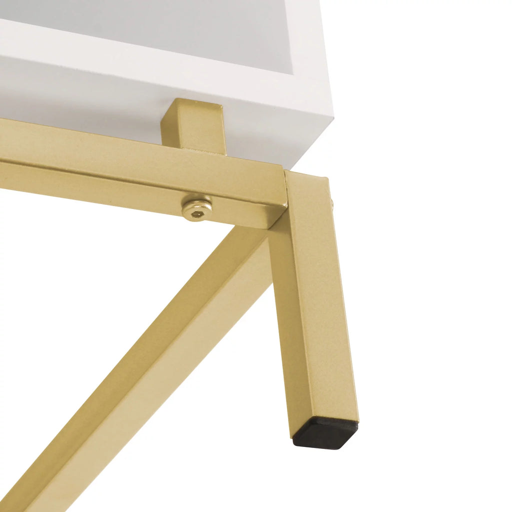 White Modern Rectangle 1-Drawer Wood Nightstand B78268