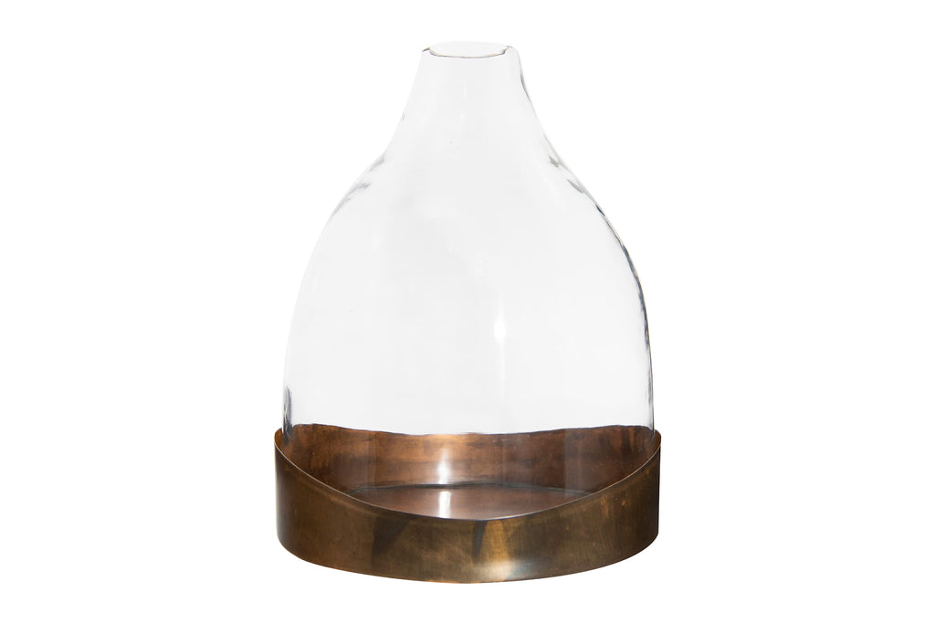 Glass Cloche with Metal Tray, Set of 2 Pieces K7830