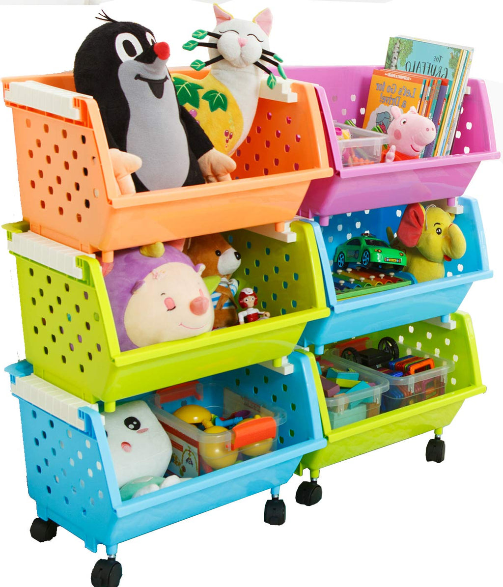 4 Baskets Kids' Toys Storage Organizer with Wheels T947