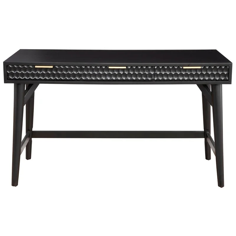 5 Drawer Chest and Wood Desk Set in Black N304