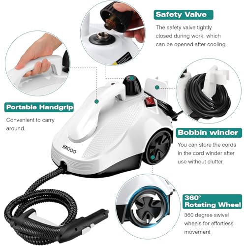 Heavy Duty Canister Steam Cleaner with 23 Accessories, White S463