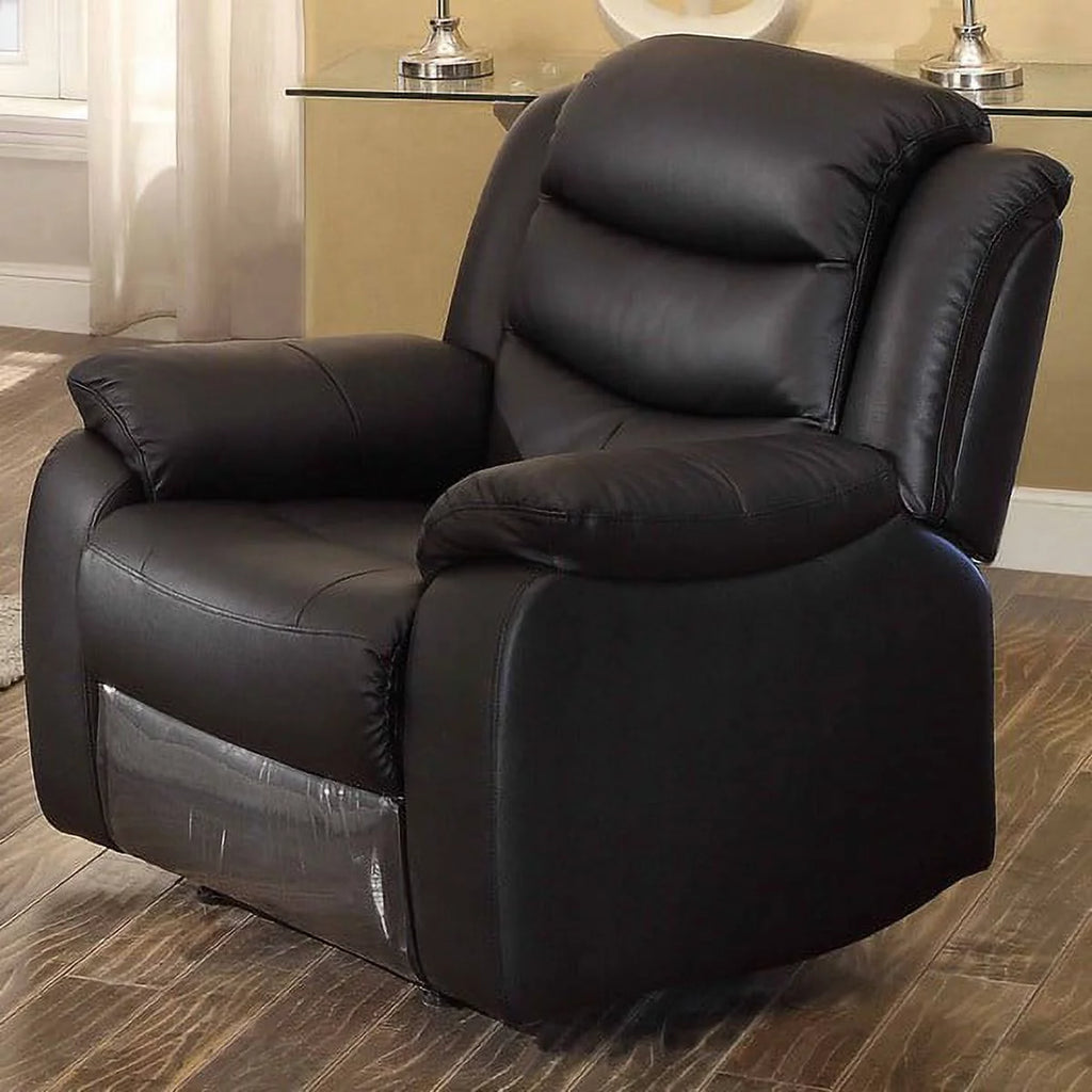 Black Leather Match Glider Reclining Loveseat Y89585