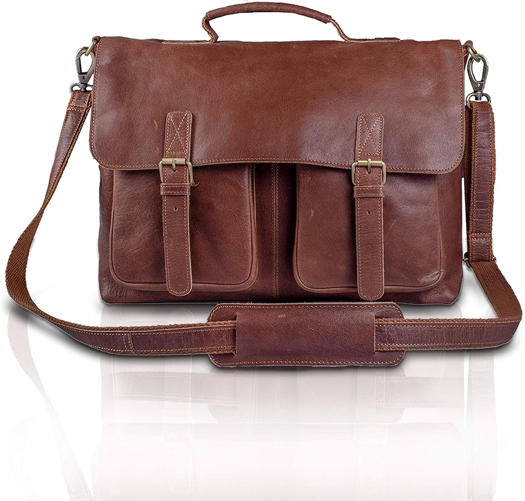 16 Inch Buffalo Leather Laptop Messenger Bag M426