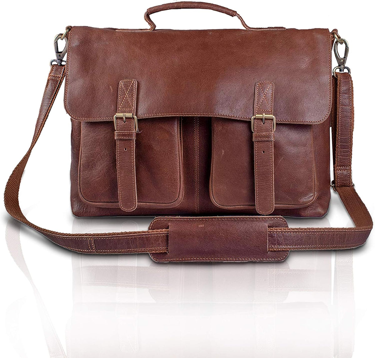 16 Inch Buffalo Leather Laptop Messenger Bag M426