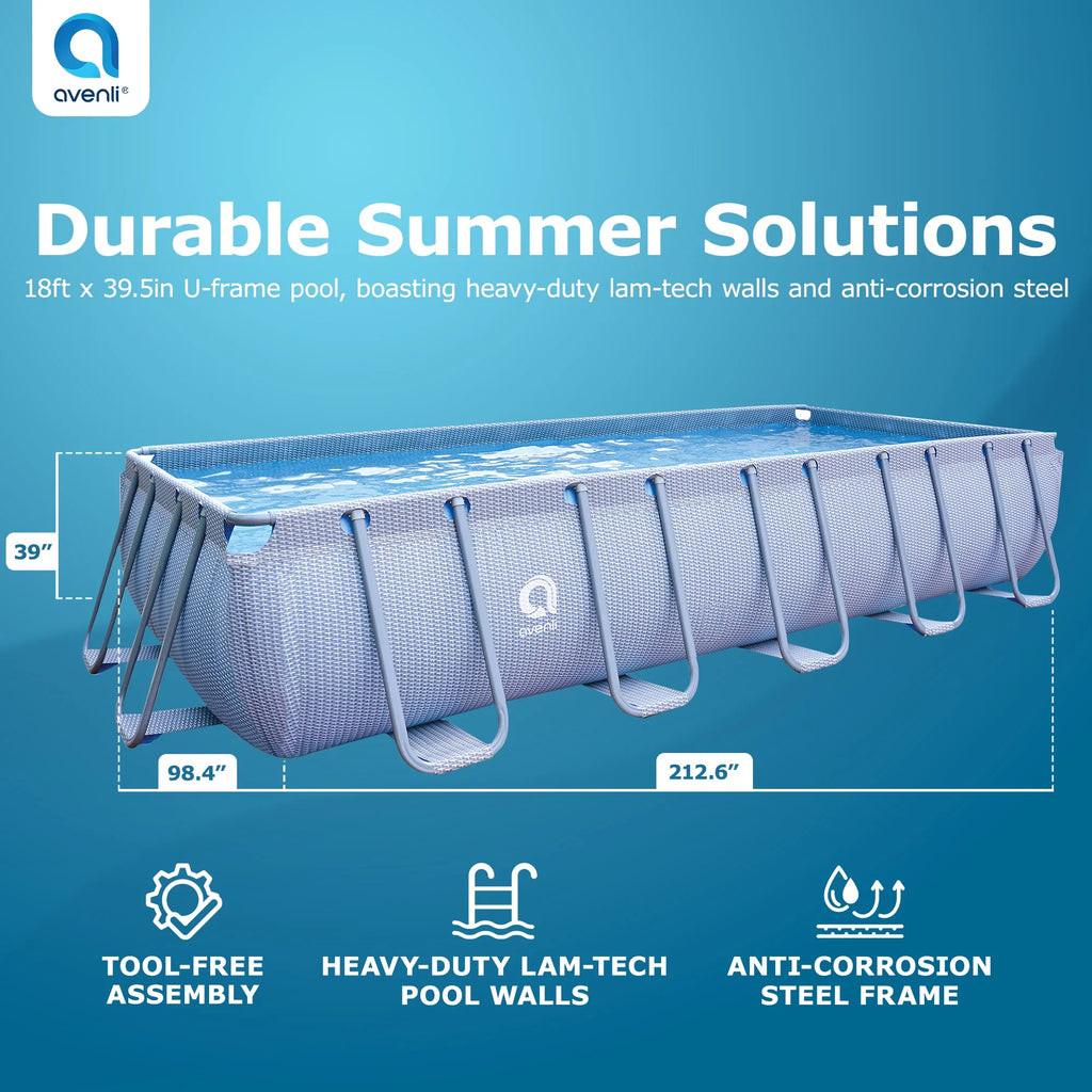 18 Foot x 39.5 Inch Rectangle Above Ground Swimming Pool A69298