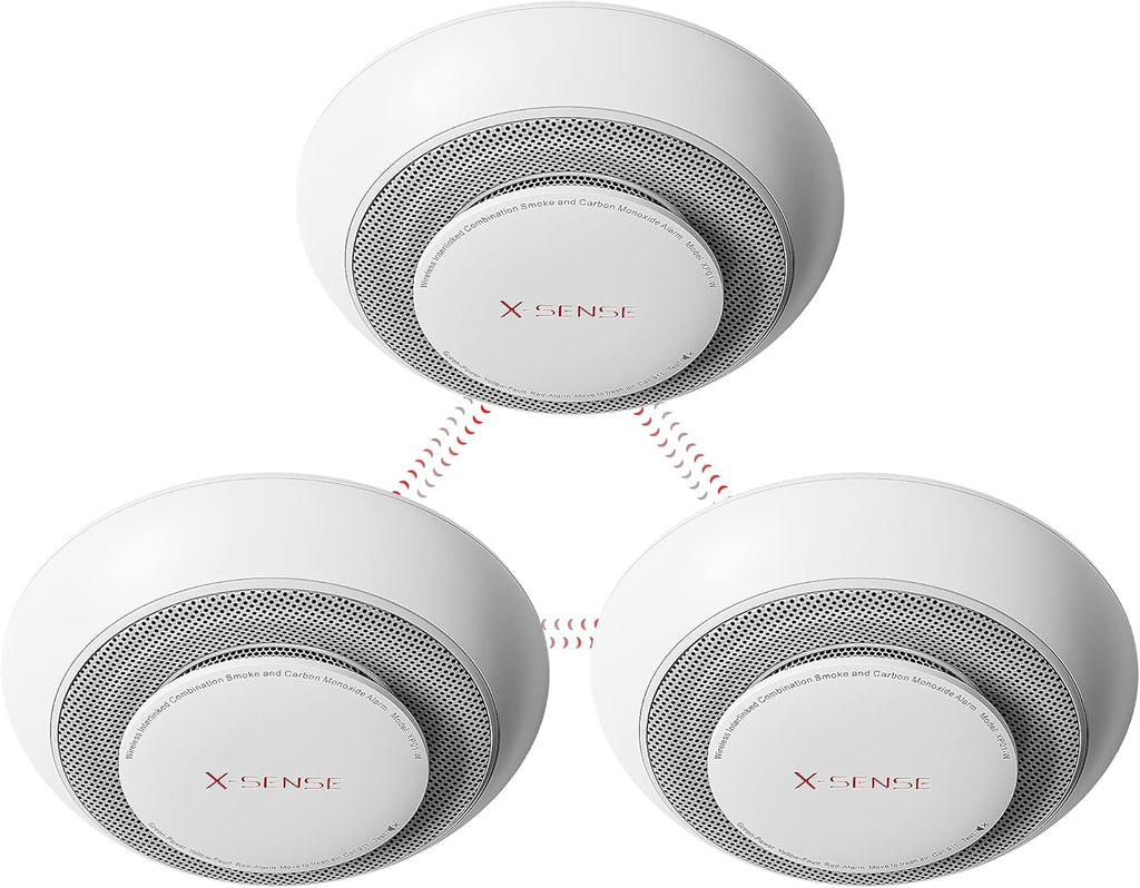 10 Years Battery Wireless Interconnected Combination Smoke and Carbon Monoxide Detector Alarm, 3-Pack P41609