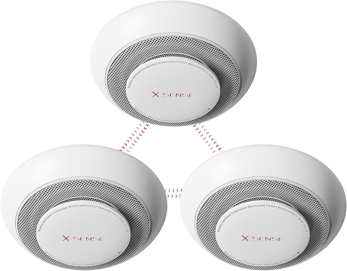 10 Years Battery Wireless Interconnected Combination Smoke and Carbon Monoxide Detector Alarm, 3-Pack P41609