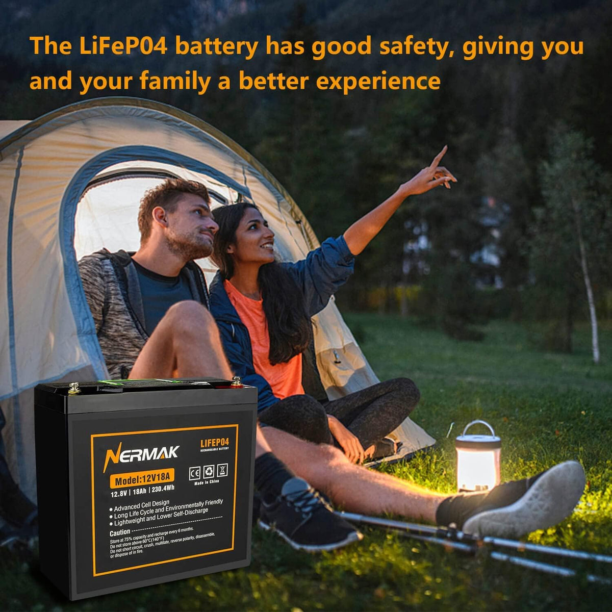 12V 18Ah LiFePO4 Deep Cycle Battery, 2000+ Cycles, 20A BMS, Pack of 2 I728373