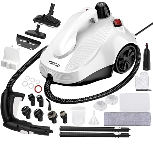 Heavy Duty Canister Steam Cleaner with 23 Accessories, White S463