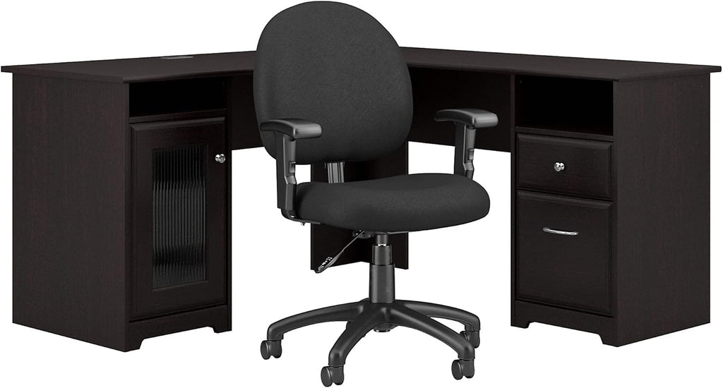 60W L Desk with Chair, Heather Gray O552