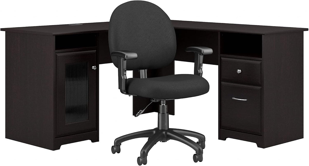 60W L Desk with Chair, Heather Gray O552