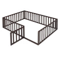 Full Size Walnut Wood Daybed Frame with Fence J5810
