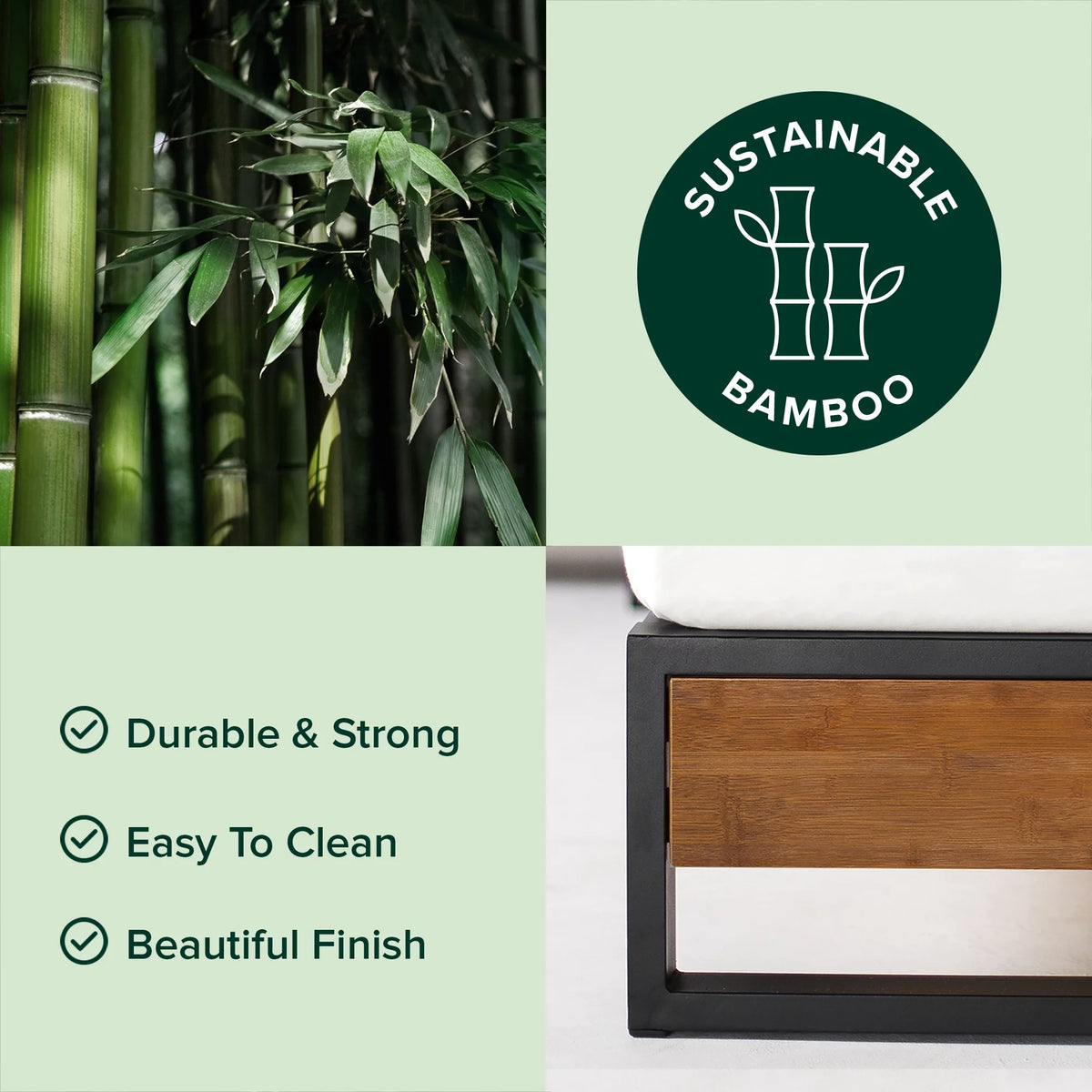 Queen Bamboo and Metal Platform Bed B17981