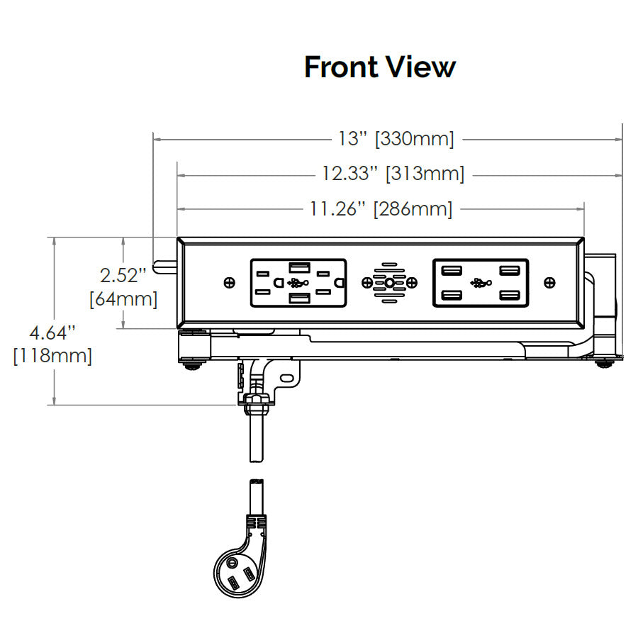 White In-Drawer Outlet with AC Outlets and USB Ports K53654