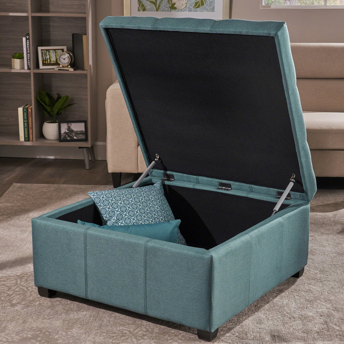 Dark Gray Fabric Storage Ottoman F839