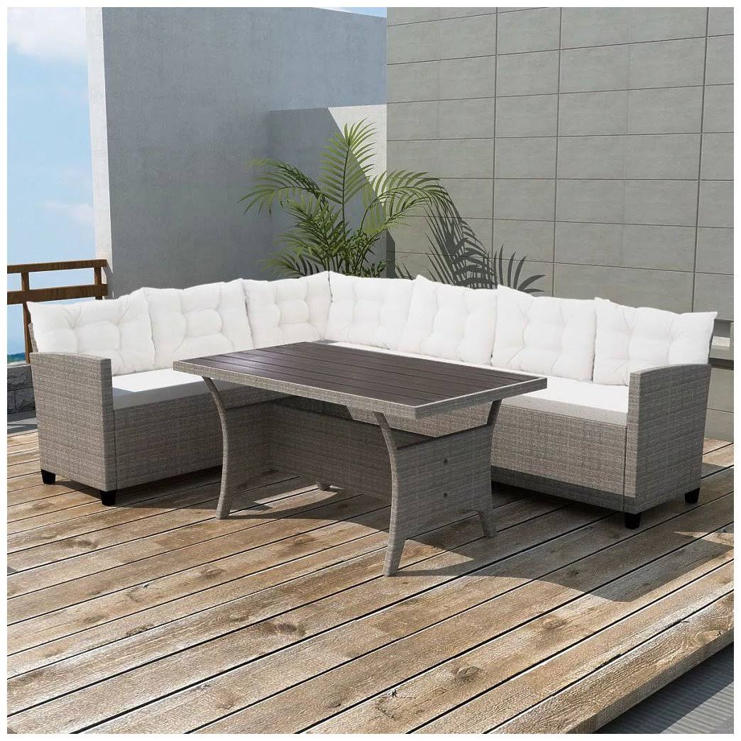 Gray Poly Rattan Garden Corner Sofa Set 12 Piece E9114