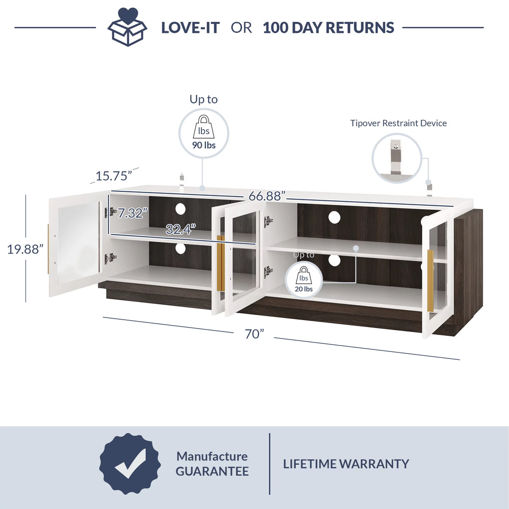 70" Wood TV Stand with Shelves Z8179
