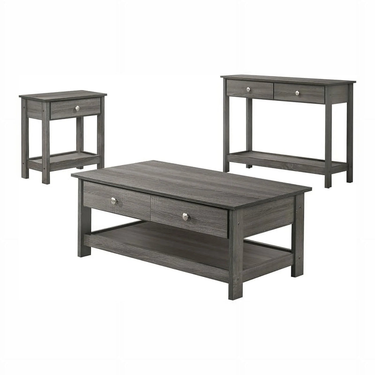3-Piece Wood Coffee Table Set in Gray H304573