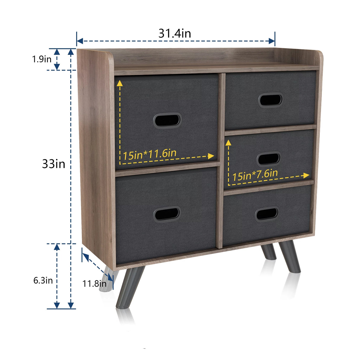 5 Drawer Fabric Dresser Organizer Cabinet T24001