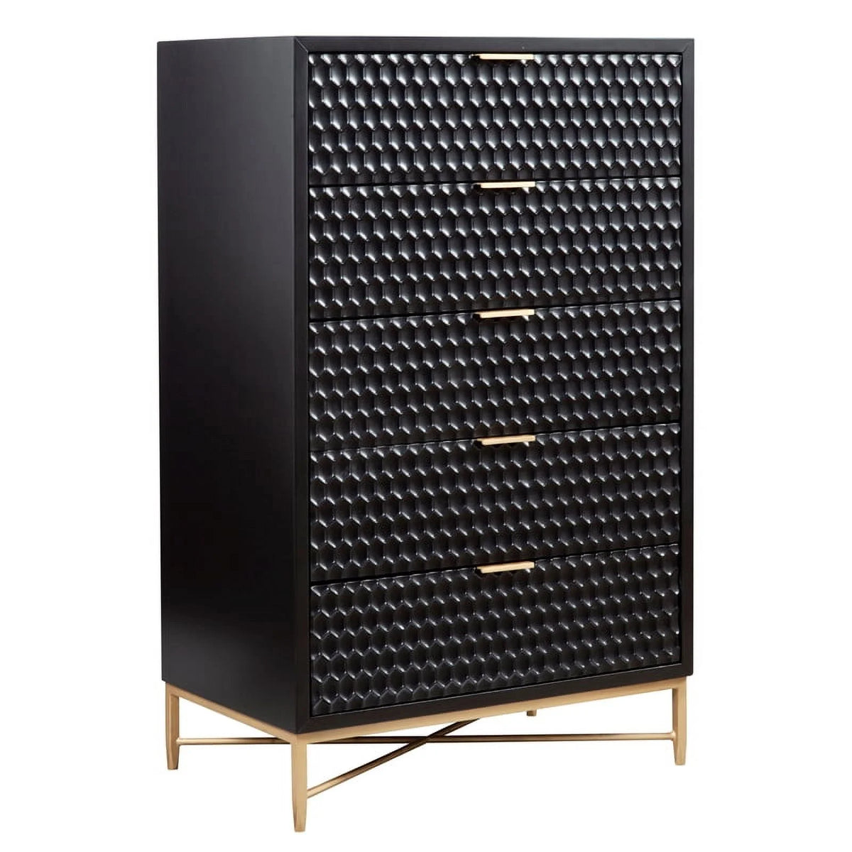 5 Drawer Chest and Wood Desk Set in Black N304