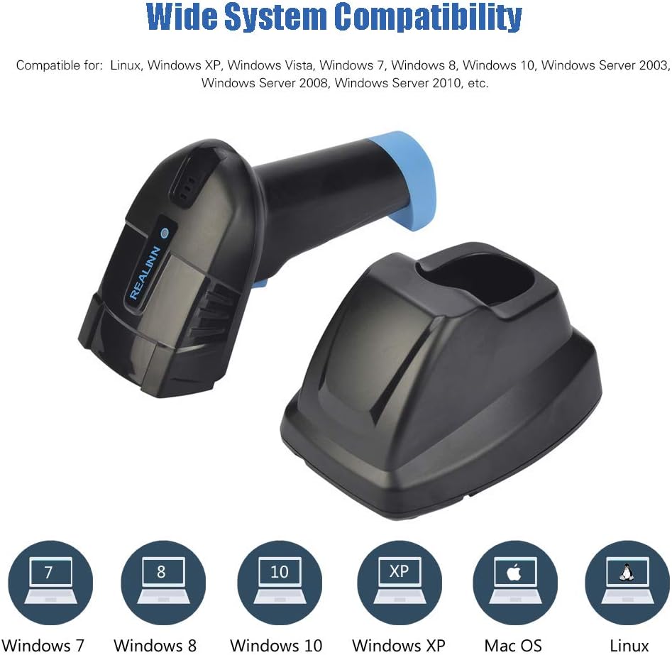 Cordless Barcode Scanner 2D QR Code Bar Code Reader with USB Cradle CMOS Imager W602